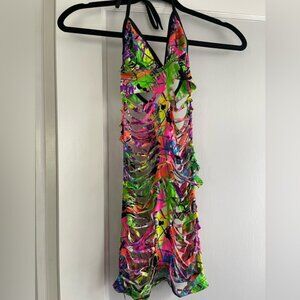 Vibrant Multicolor Cutout Dress